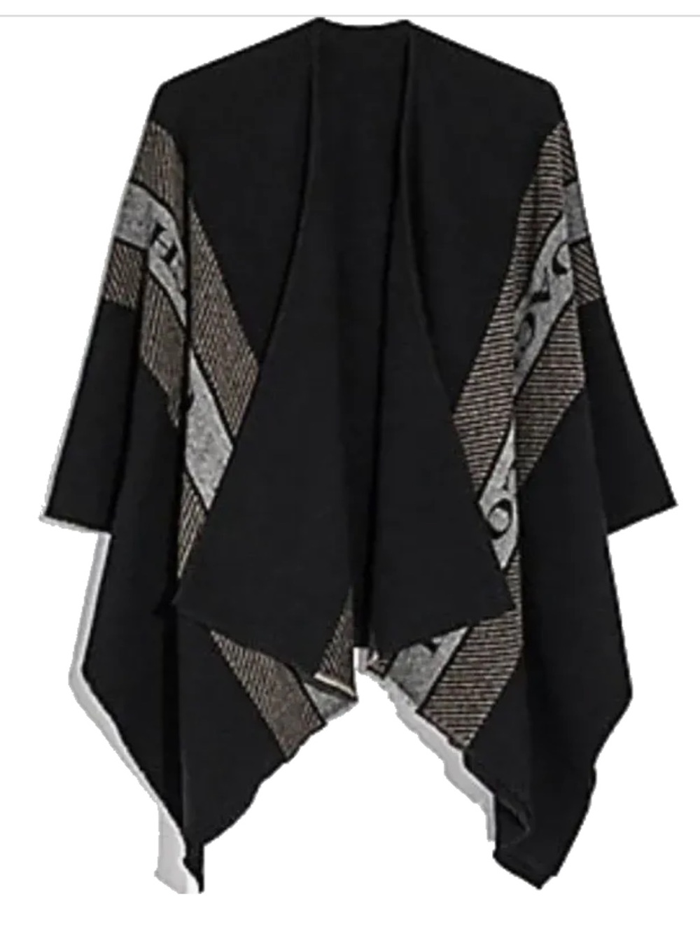 Coach Varsity Stripe Poncho - Black/Grey